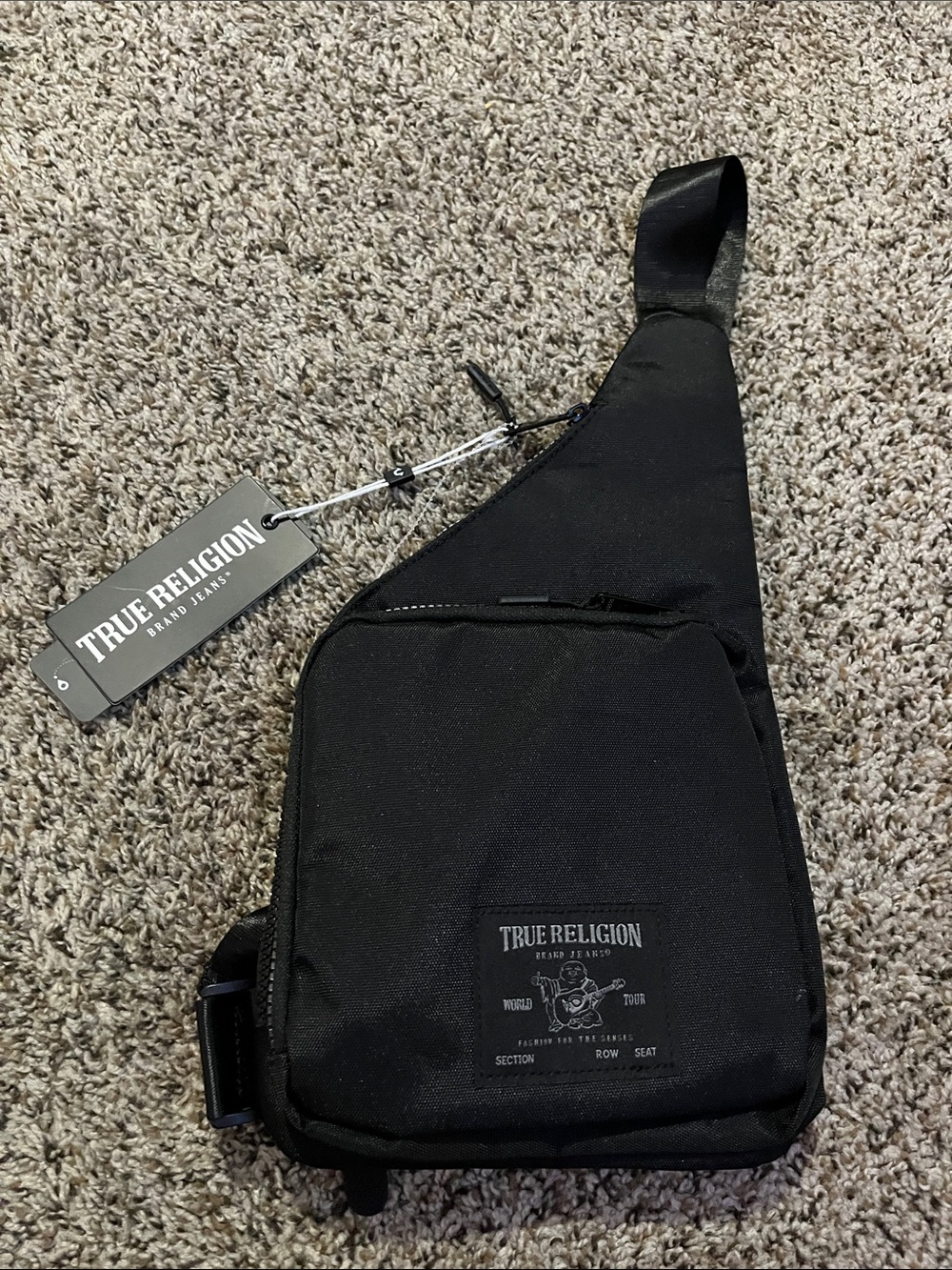 True Religion Black Sling Belt Bag